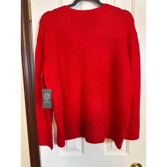 Vince Camuto V-Neck Sweater Bright Cherry Red Pullover Knit Top Size S - Picture 4 of 4